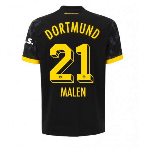 Fotballdrakt Herre Borussia Dortmund Donyell Malen #21 Bortedrakt 2023-24 Kortermet